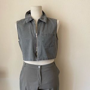 GIORGIO ARNANI CROPED JEAN 2 WAY ZIP TOP